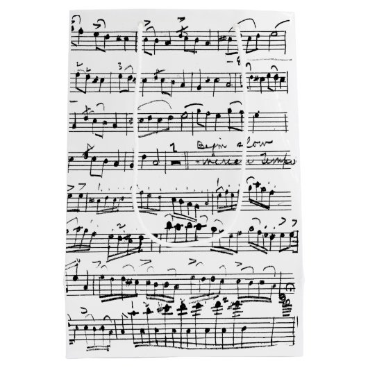 Elegant  Muzieknoten met handgeschreven blad Medium Cadeauzakje (Achterkant)