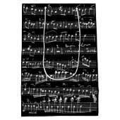 Elegant  Muzieknoten met handgeschreven blad Medium Cadeauzakje (Achterkant)