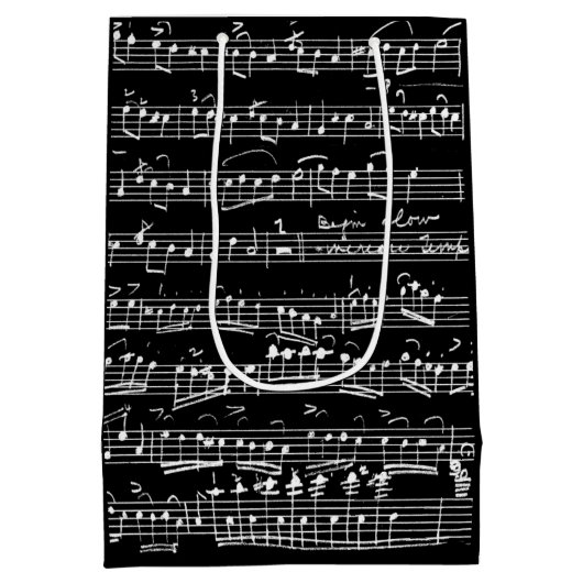 Elegant  Muzieknoten met handgeschreven blad Medium Cadeauzakje (Achterkant)