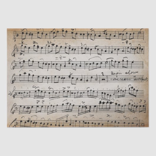 Elegant  Muzieknoten met handgeschreven blad Tissuepapier (Voorkant)