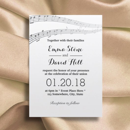 Elegant Muzieknoten Musical Wedding Kaart