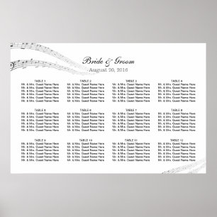 Elegant Muzieknoten Musical Wedding Seding Chart Poster