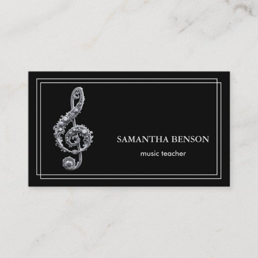 Elegant muzikant Visitekaartje met muzieknotitie (Voorkant)