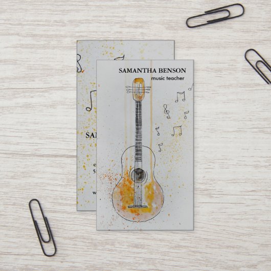 Elegant muzikant Visitekaartje met muzieknotitie (Voorkant / Achterkant in situ)