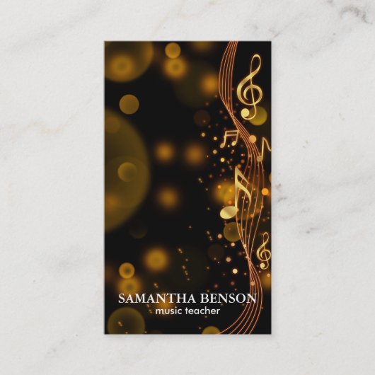 Elegant muzikant Visitekaartje met muzieknotitie (Voorkant)