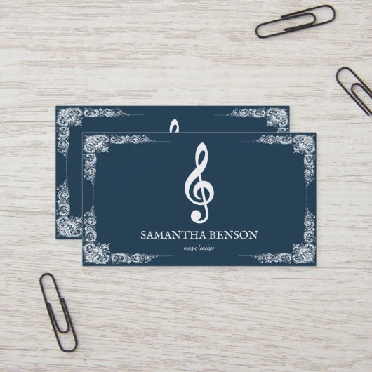 Elegant muzikant Visitekaartje met muzieknotitie (Voorkant / Achterkant in situ)