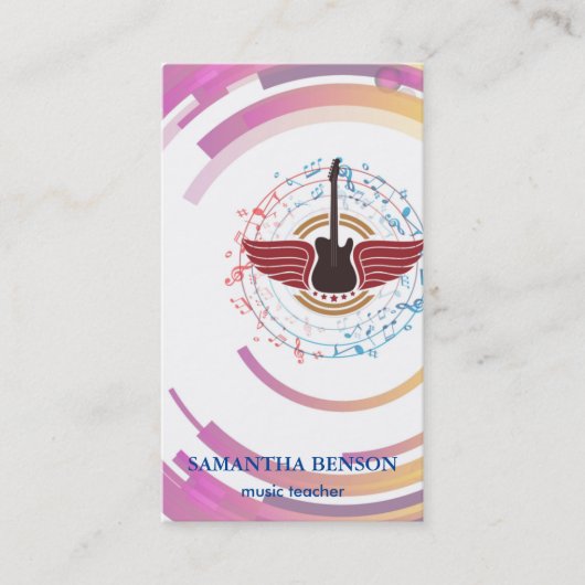 Elegant muzikant Visitekaartje met muzieknotitie (Voorkant)