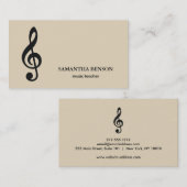 Elegant muzikant Visitekaartje met muzieknotitie (Voorkant / Achterkant)