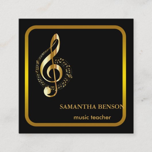 Elegant muzikant Visitekaartje met muzieknotitie (Voorkant)