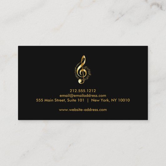Elegant muzikant Visitekaartje met muzieknotitie (Achterkant)