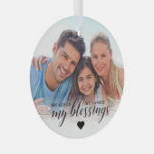 Elegant My Blessings Familiefoto Glas Ornament (Voorkant Rechts)