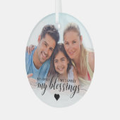 Elegant My Blessings Familiefoto Glas Ornament (Voorkant links)