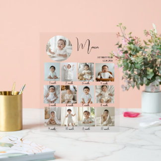 Elegant My First Year Collage Custom Photo Acryl Bord