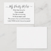 Elegant My Party No Gifts Poem Enclosure Card Informatiekaartje (Voorkant / Achterkant)
