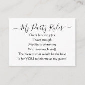Elegant My Party No Gifts Poem Enclosure Card Informatiekaartje (Voorkant)