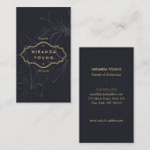 Elegant Mystic Bloemen Patroon Grijs Visitekaartje (Voorkant / Achterkant)