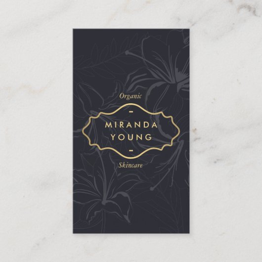 Elegant Mystic Bloemen Patroon Grijs Visitekaartje (Voorkant)