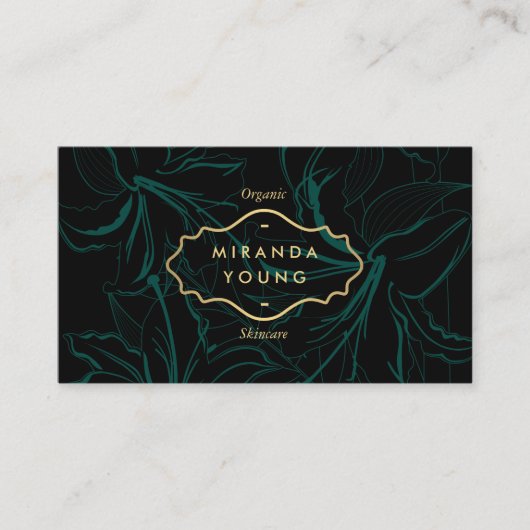 Elegant Mystic Bloemen Patroon Groen Visitekaartje (Voorkant)