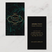 Elegant Mystic Bloemen Patroon Groen Visitekaartje (Voorkant / Achterkant)