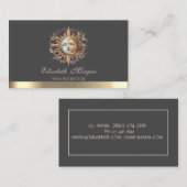 Elegant Mystical Moon Sun Gold Yoga Instructor  Visitekaartje (Voorkant / Achterkant)