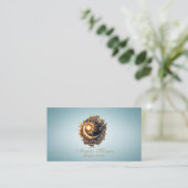 Elegant Mystical Sun Moon Blue Business Card Visitekaartje (Staand voorkant)