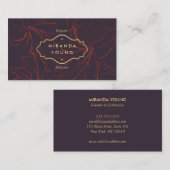 Elegant Mystiek Bloemen Patroon Bourgondië Visitekaartje (Voorkant / Achterkant)