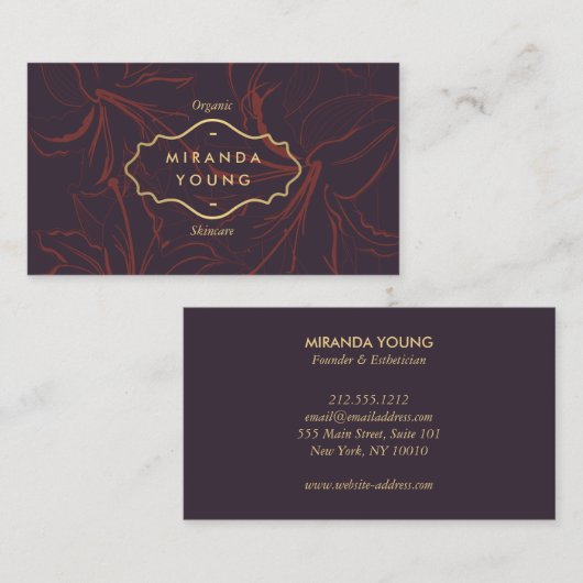 Elegant Mystiek Bloemen Patroon Bourgondië Visitekaartje (Voorkant / Achterkant)