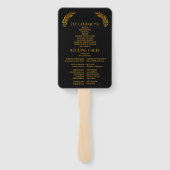 Elegant Mystiek Zwart Goud Wolken Maan Bruiloft Handwaaier (Achterkant)