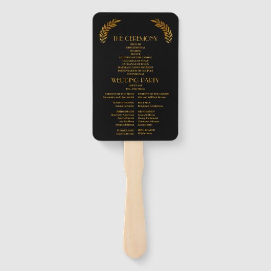 Elegant Mystiek Zwart Goud Wolken Maan Bruiloft Handwaaier (Achterkant)