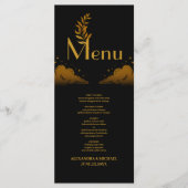 Elegant Mystiek Zwart Goud Wolken Maan Bruiloft Menu (Voorkant)