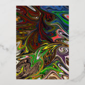 Elegant naadloos Abstract kunstmatig goudhuwelijk Folie Uitnodiging (Achterkant)