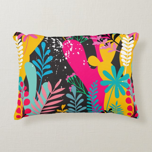 elegant naadloos patroon met abstracte bladeren en accent kussen (Voorkant)