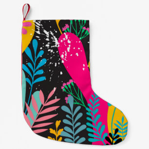 elegant naadloos patroon met abstracte bladeren en kleine kerstsok