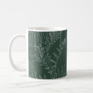 Elegant naadloos patroon met groene handgetrokken koffiemok