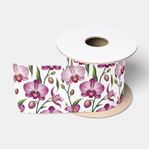 Elegant Naadloos Patroon van Paarse en Roze Orchid Satijnen Lint