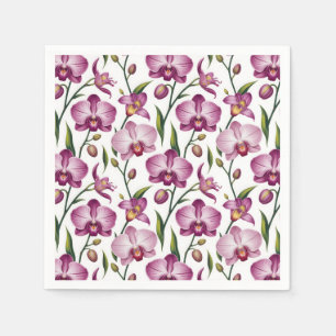 Elegant Naadloos Patroon van Paarse en Roze Orchid Servet