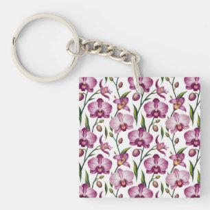 Elegant naadloos patroon van paarse en roze orchid sleutelhanger