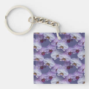 Elegant Naadloos Patroon van Paarse Geaderde Orchi Sleutelhanger