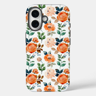 Elegant Naadloos Patroon van Waterverf Bloemen iPhone 16 Hoesje