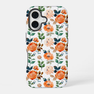 Elegant Naadloos Patroon van Waterverf Bloemen iPhone 16 Hoesje