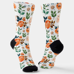 Elegant Naadloos Patroon van Waterverf Bloemen Sokken