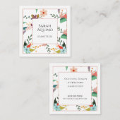 Elegant naaister bloemenpatroon vierkante visitekaartje (Voorkant / Achterkant)