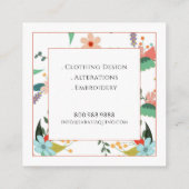 Elegant naaister bloemenpatroon vierkante visitekaartje (Achterkant)