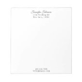Elegant naam en adres zwart modern script notitieblok (Voorkant)