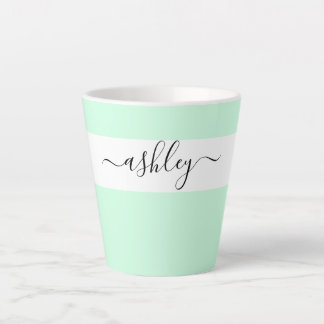 Elegant Naam in de Typografie van het Manuscript G Latte Mok
