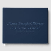 Elegant naam in Script Navy Blue in Loving Memory Gastenboek (Voorkant)