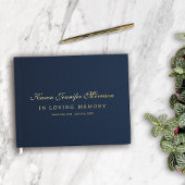 Elegant naam in Script Navy Blue in Loving Memory Gastenboek