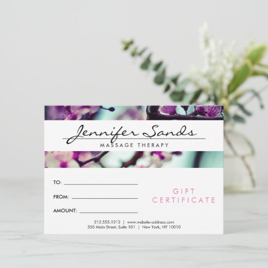 ELEGANT NAAM met KERSENBLOESEM Cadeaubon (Staand voorkant)