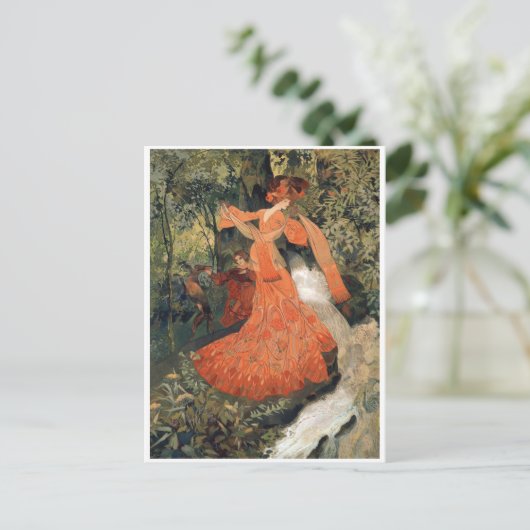 Elegant nabij een lente,  briefkaart (Staand voorkant)