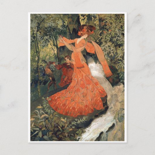 Elegant nabij een lente,  briefkaart (Voorkant)